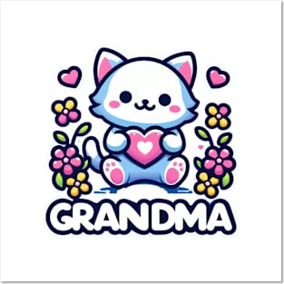 Grandma Shirt with Cat Posters and Art